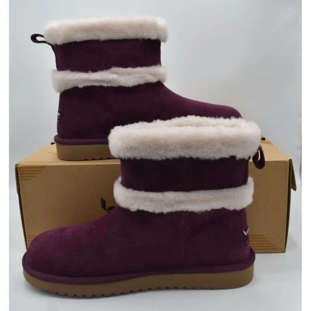 Koolaburra Womens Size 7 Barlee Plum Purple Suede Mini Boots Booties‎ Shoes